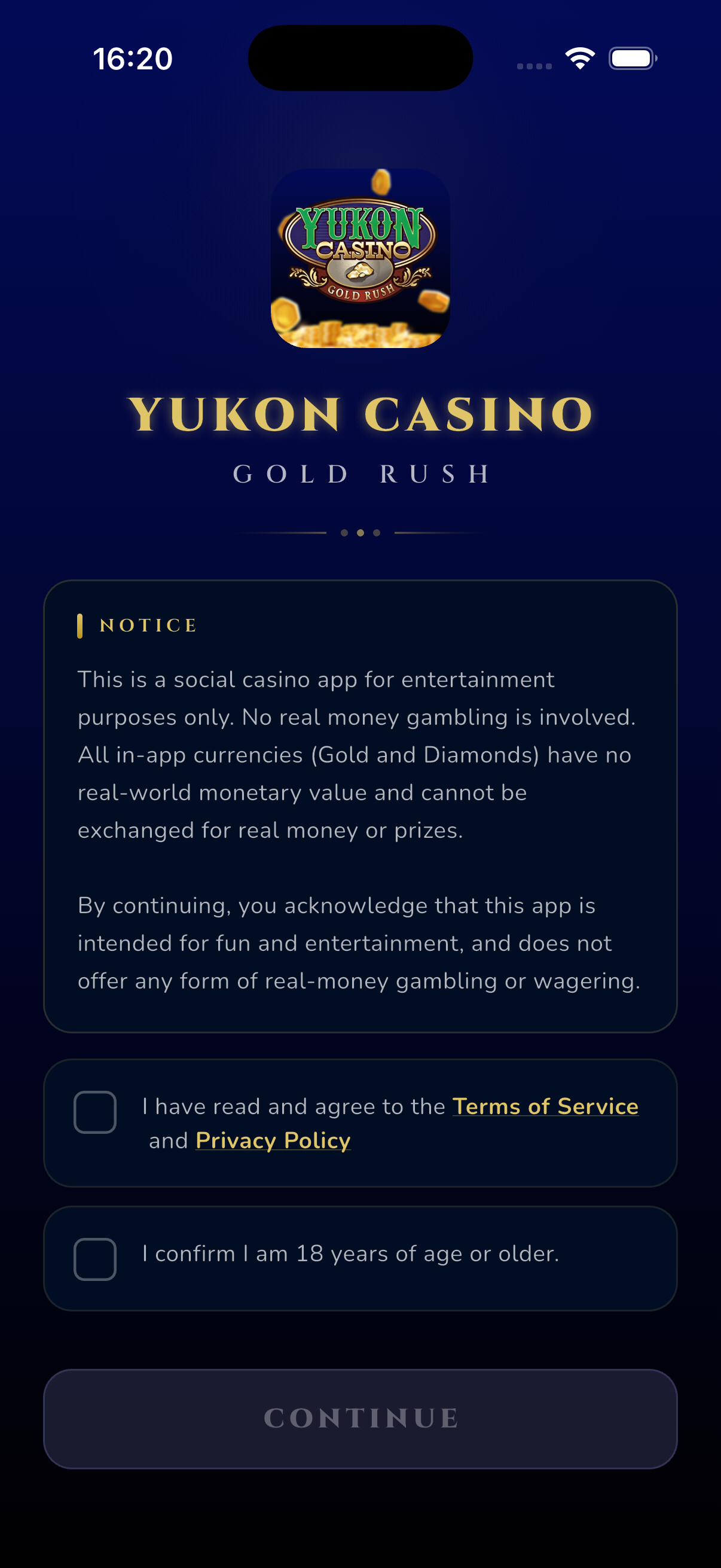Yukon Casino Gold Rush canyon game